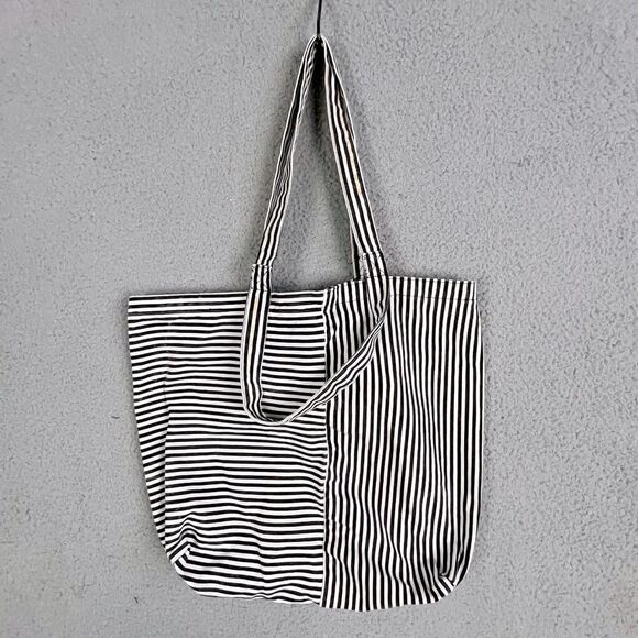 KATE SPADE TODAY IS SATURDAY TOTE BAG BLACK AND WHITE STRIPES - Picture 2 of 12